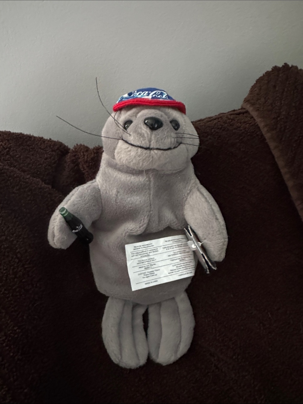 Vintage 1997 Coca-Cola Seal in Blue Pattern Baseball Cap  Plush Style#0204